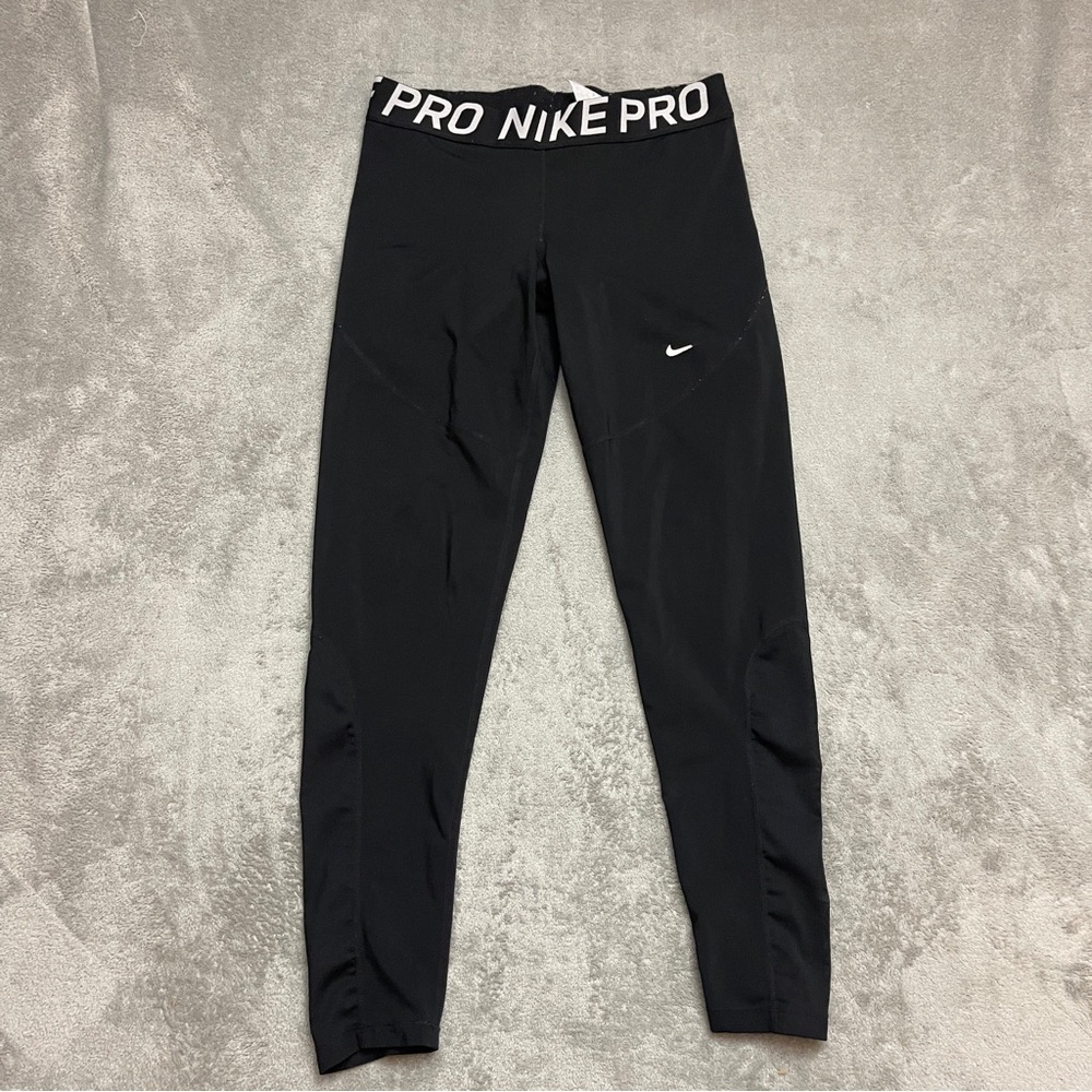 The Nike Pro Women's Tights Black Compression Mesh Panels Black Size XL